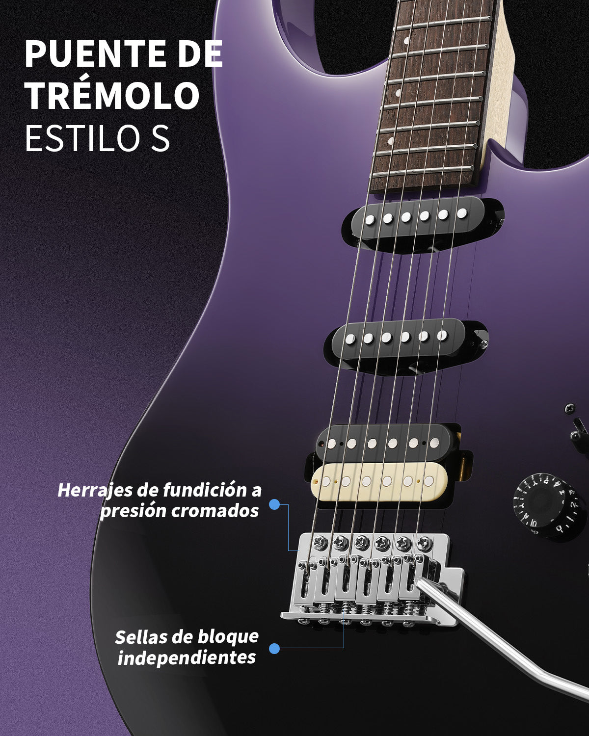 Donner DMT‑66 Guitarra eléctrica-Degradado negro a púrpura##