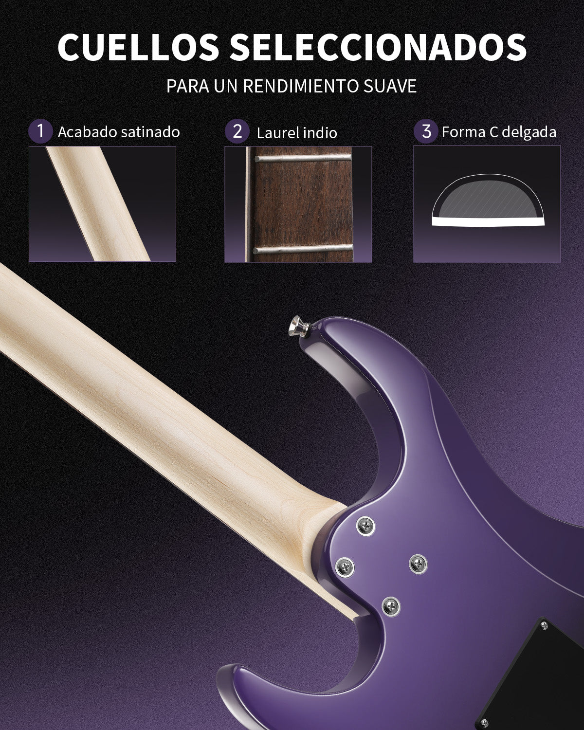 Donner DMT‑66 Guitarra eléctrica-Degradado negro a púrpura##