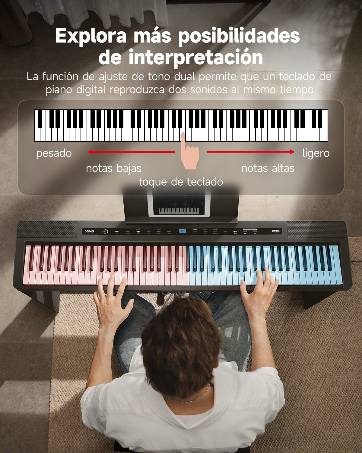 Donner DEP-16S Piano digital de acero pesado-Negro##
