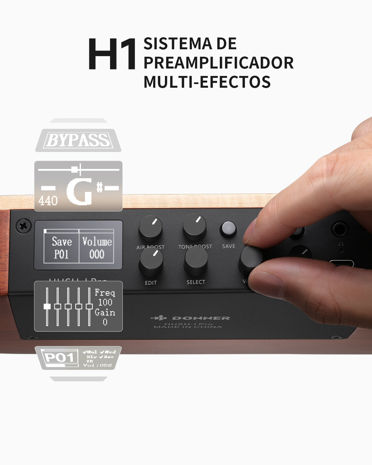 Donner HUSH-I Pro Guitarra Modos Multi Tono Guitarra de viaje-Natural##