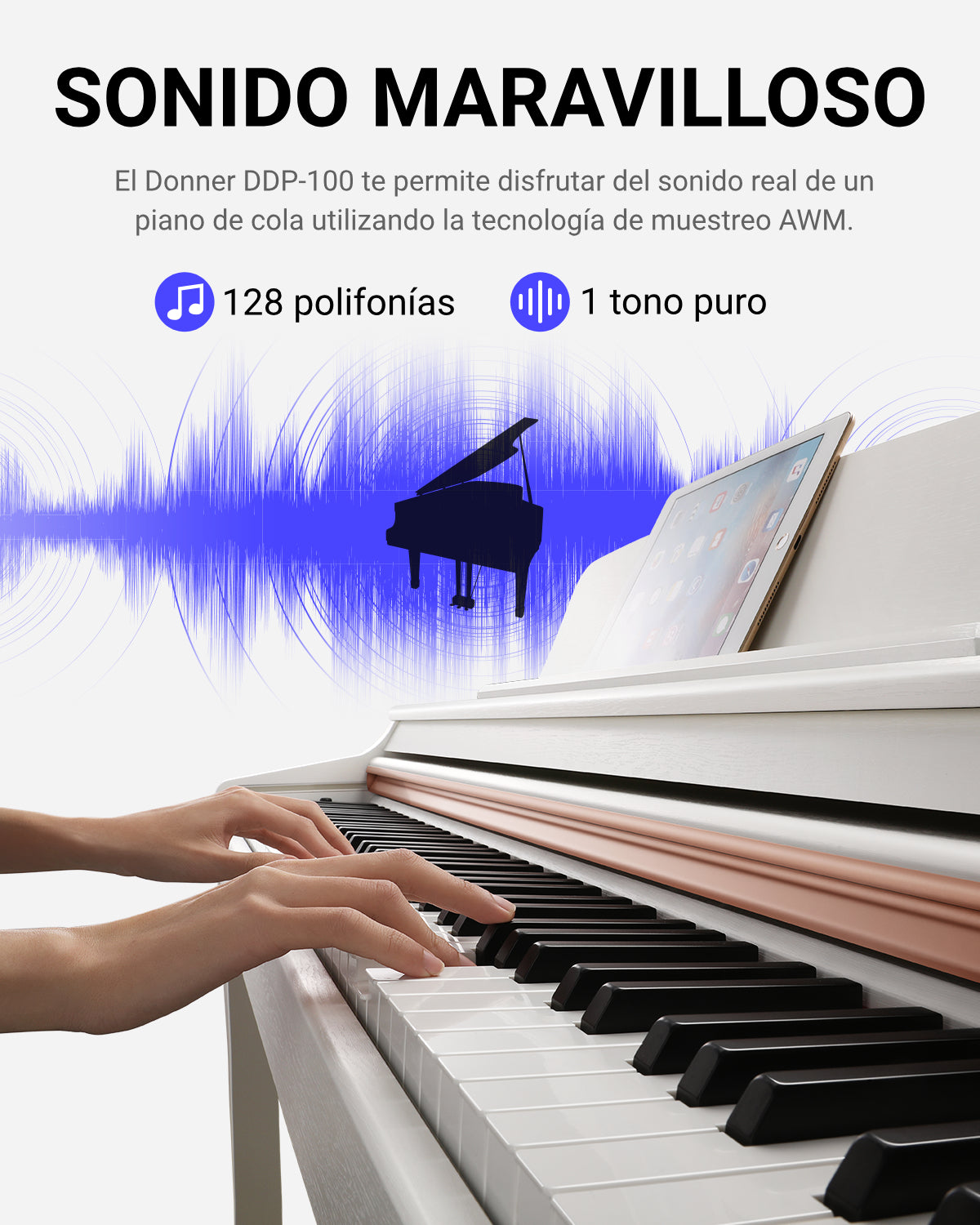 Donner DDP-100 Piano digital blanco con teclado pesado