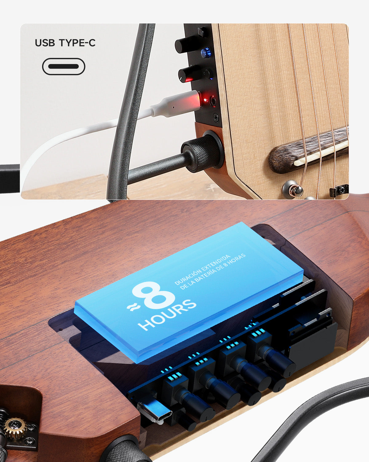 Donner HUSH-I Pro Guitarra Modos Multi Tono Guitarra de viaje-Natural##