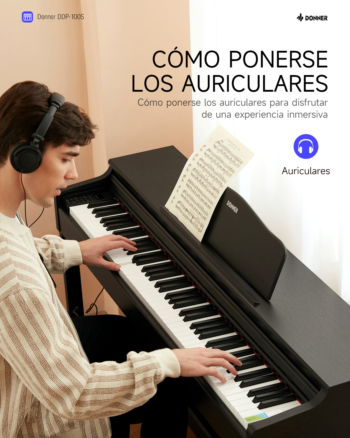 Donner DDP-100S Piano Digital con Mecanismo de Martillo Progresivo