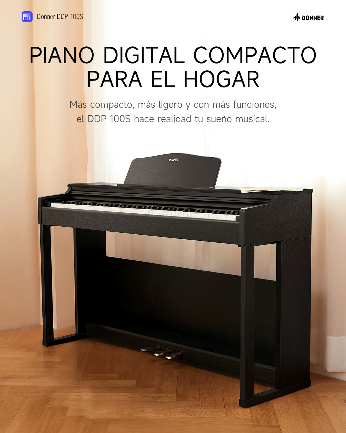 Donner DDP-100S Piano Digital con Mecanismo de Martillo Progresivo