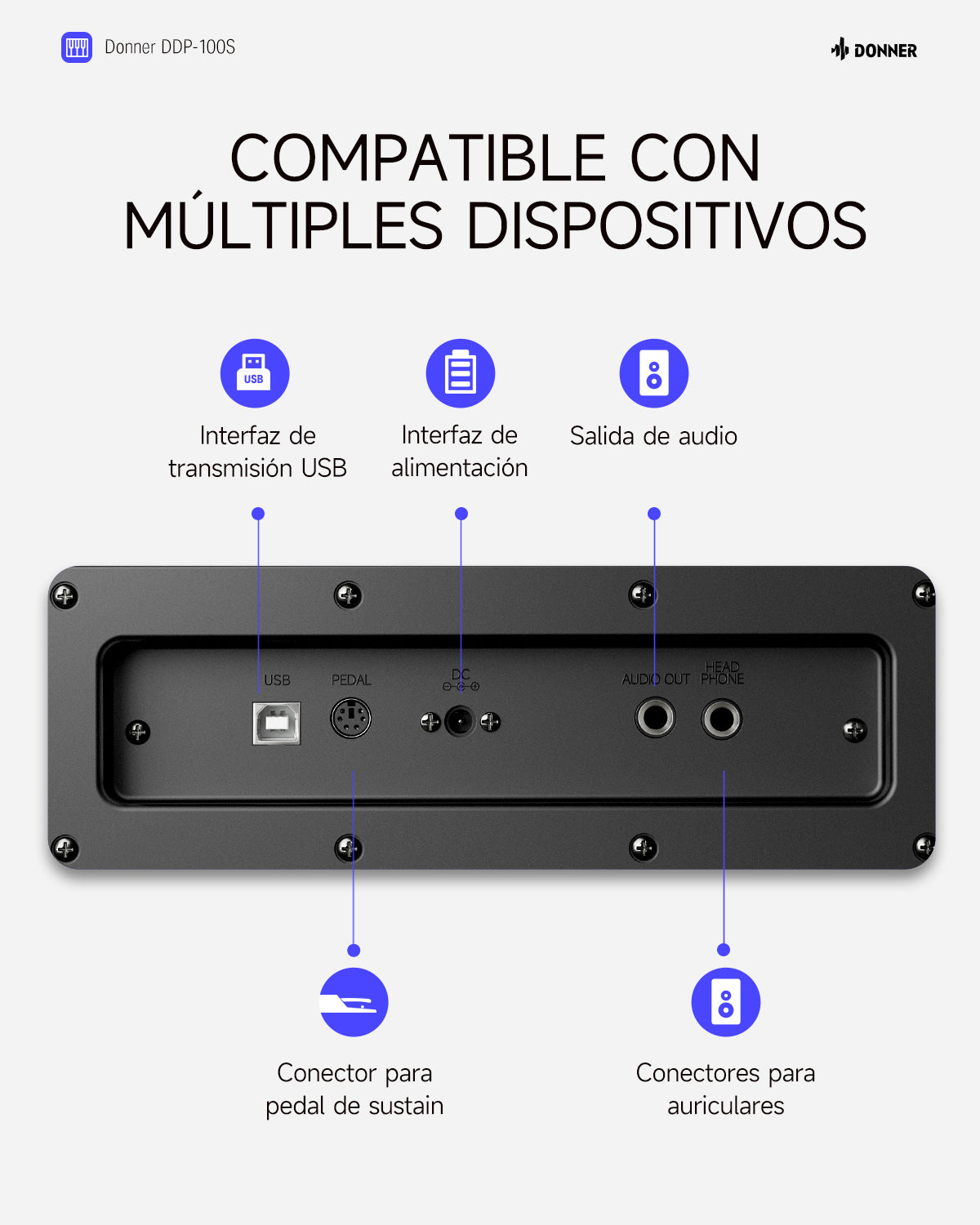 Donner DDP-100S Piano Digital con Mecanismo de Martillo Progresivo