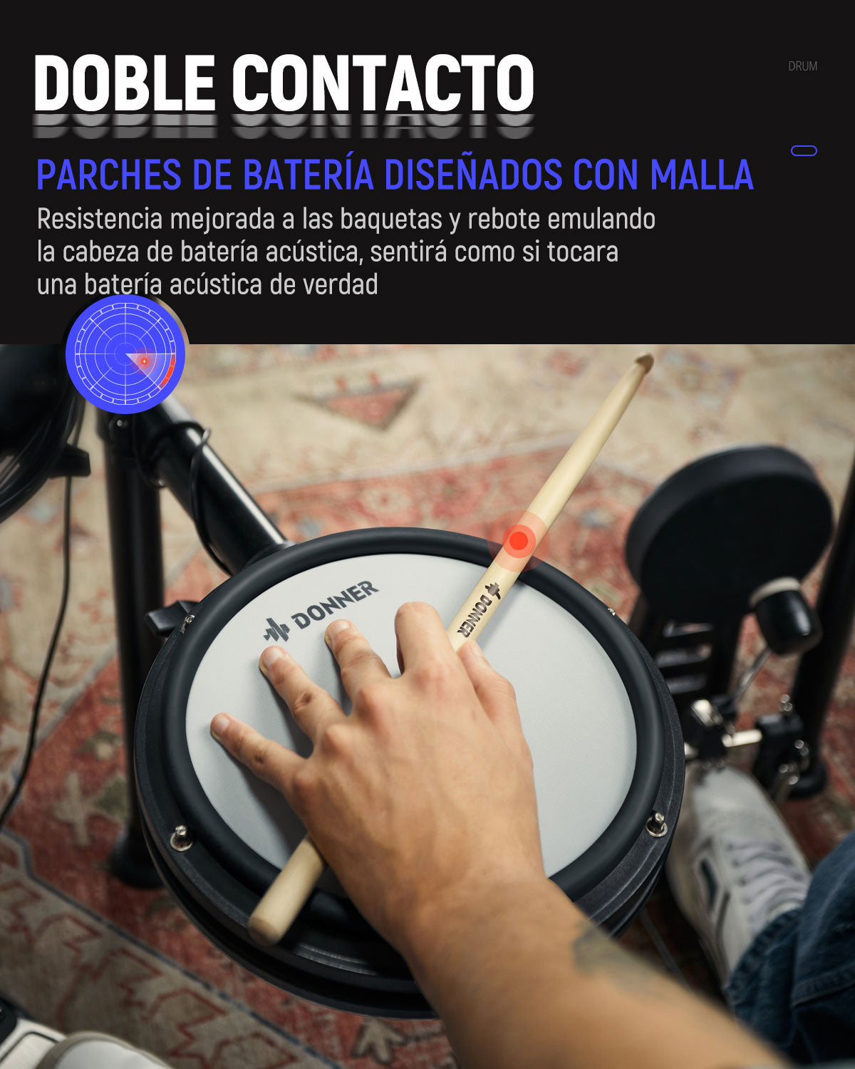 Donner DED-200 kit de batería electrónica con 5 tambores 3 y 4 platillos