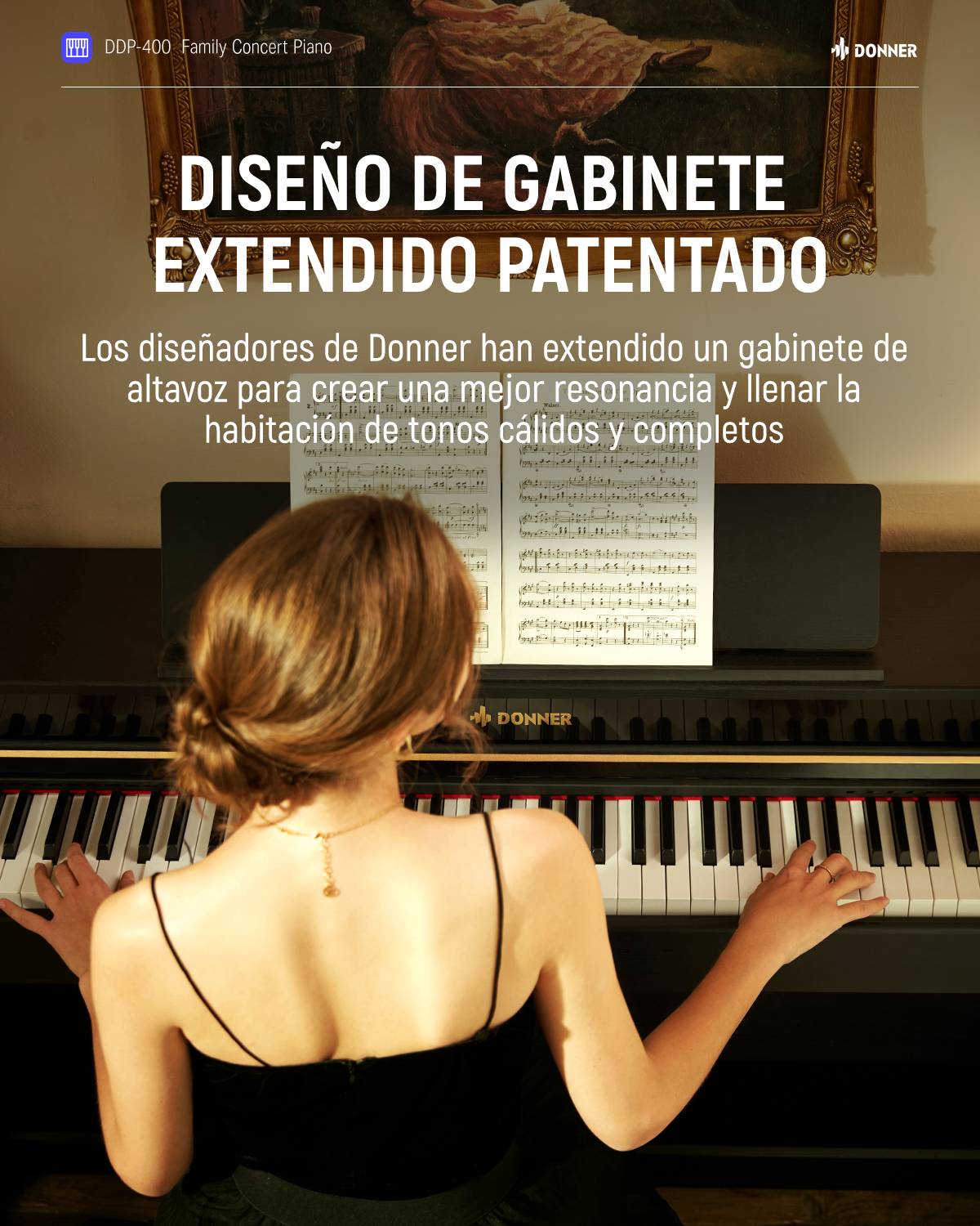 Donner DDP-400 88 Piano digital de acción de martillo progresivo con teclas ponderadas con soporte para muebles y 3 pedales para profesionales