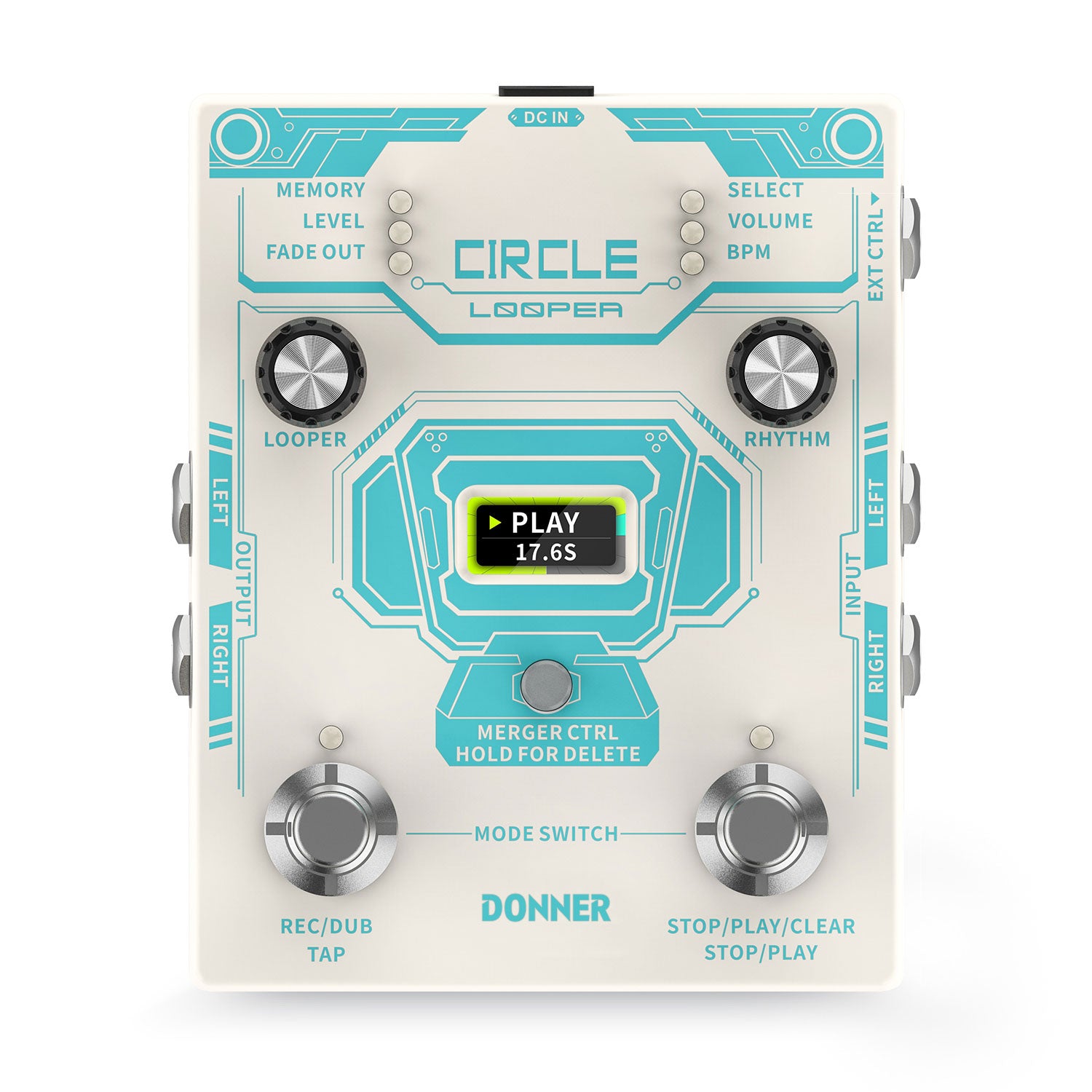 Donner efecto de guitarra circle looper con pantalla de tiempo y caja de ritmos
