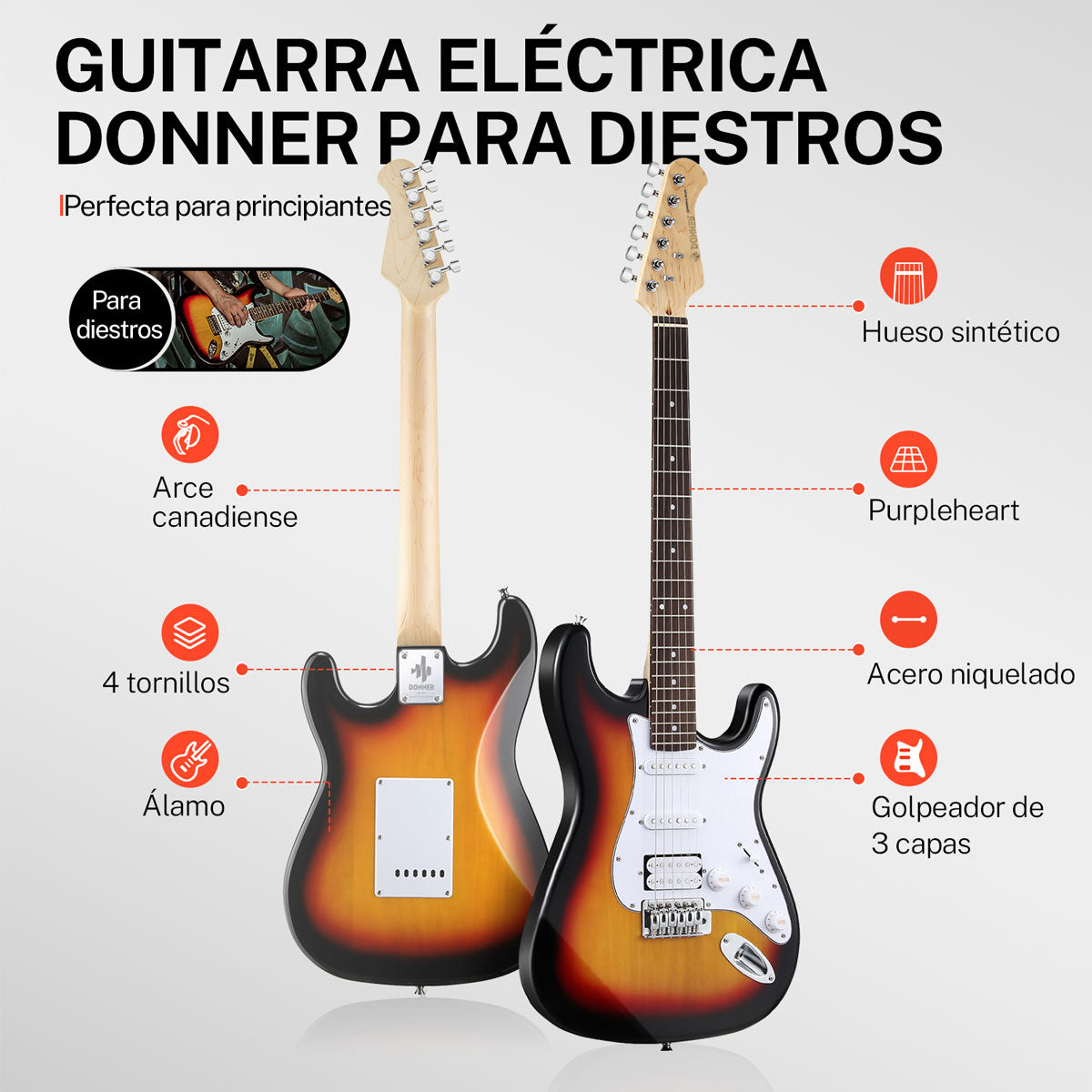 Donner DST-100S Kit de guitarra eléctrica pastillas S-S-H