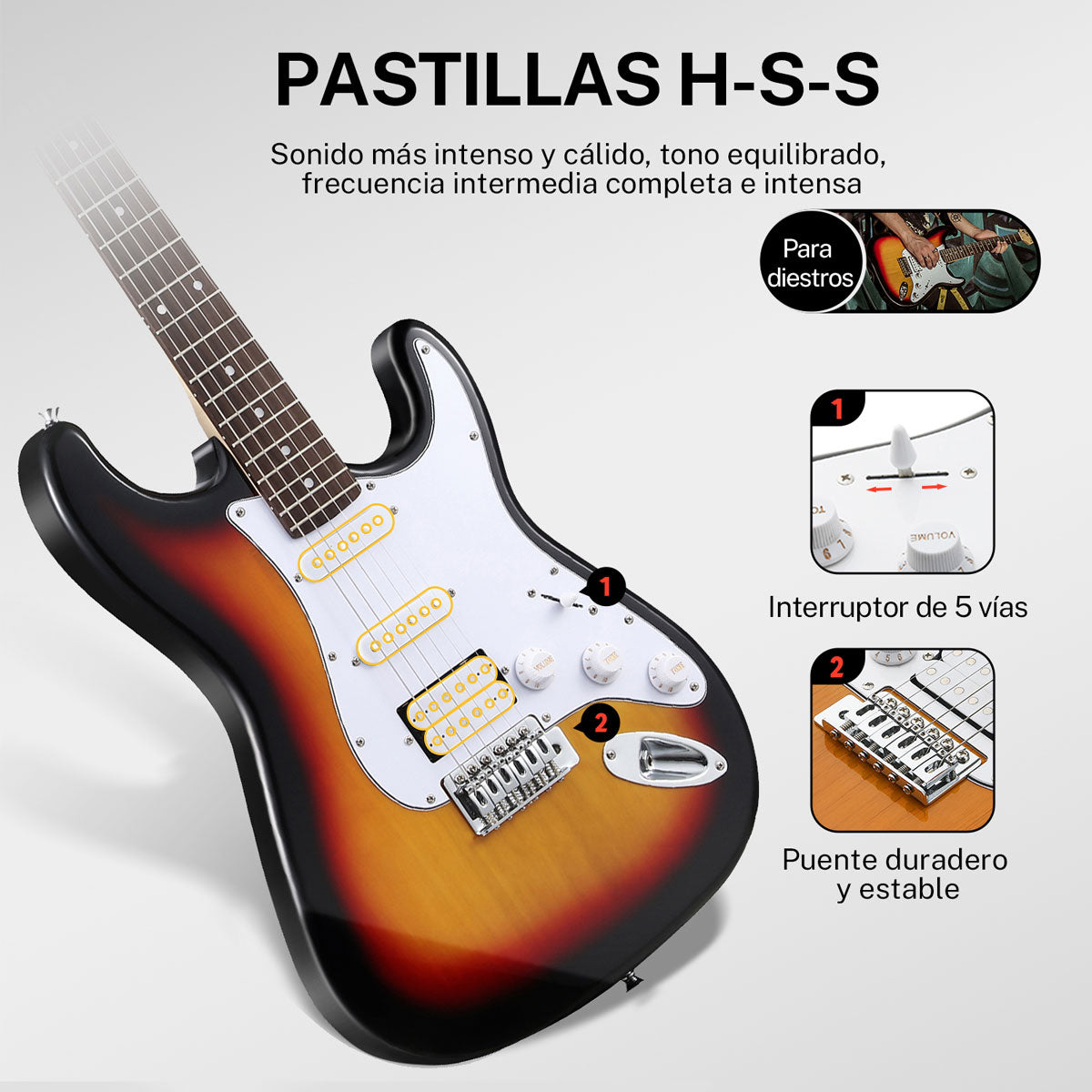Donner DST-100S Kit de guitarra eléctrica pastillas S-S-H