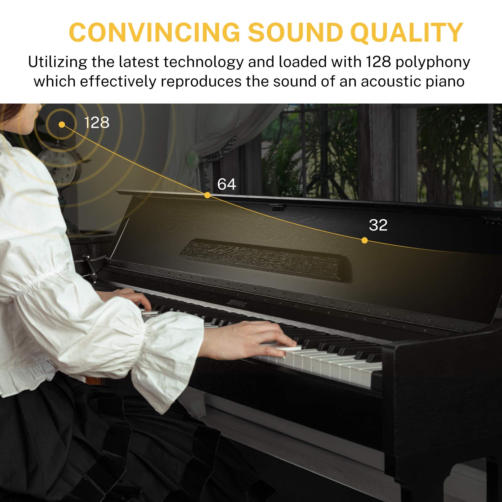 Donner Home Digital Piano 88 Keys, Compact Piano Keyboard Bundle with Furniture Stand Triple Pedals for Beginners Hobbyists, DDP-90 Black - Donner music- UK