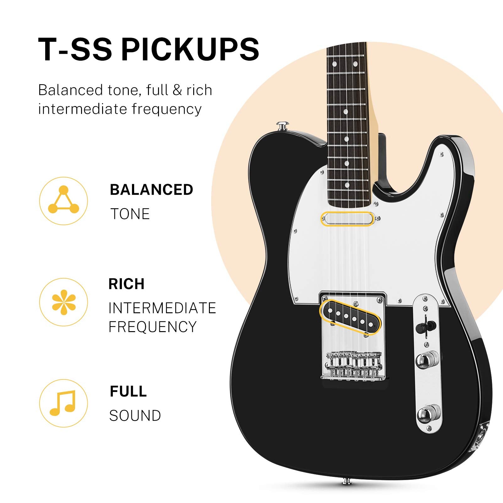 Donner DTL-100 kit de guitarra eléctrica de 39 pulgadas pastilla S-S