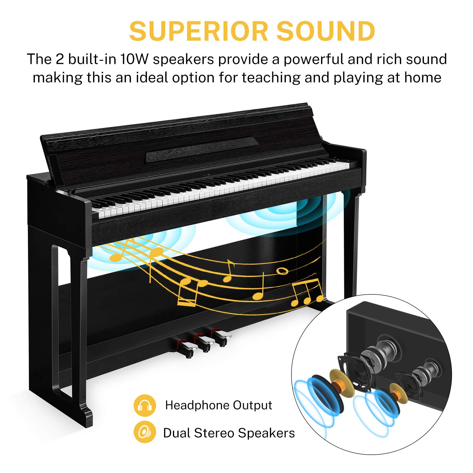 Donner Home Digital Piano 88 Keys, Compact Piano Keyboard Bundle with Furniture Stand Triple Pedals for Beginners Hobbyists, DDP-90 Black - Donner music- UK