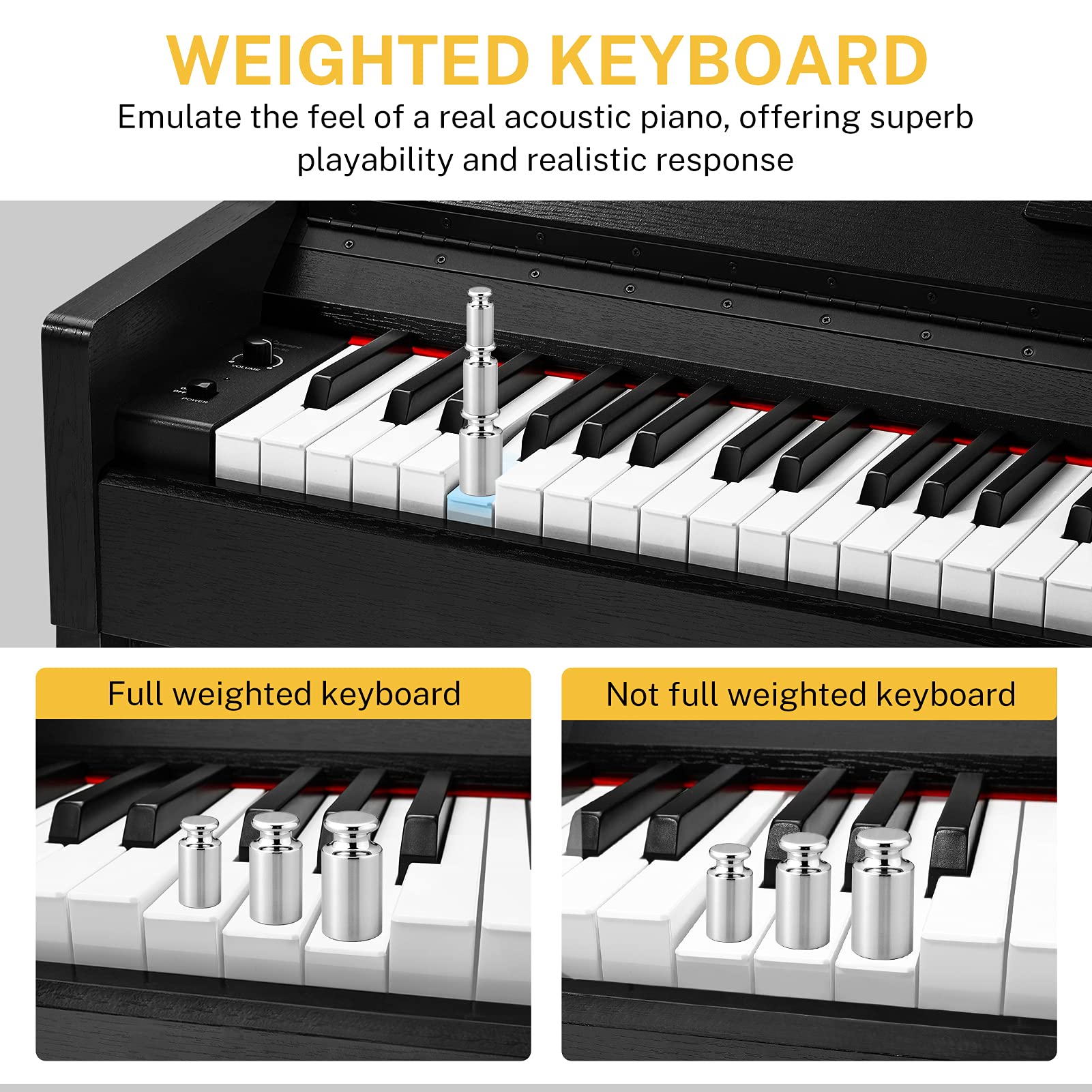 Donner Home Digital Piano 88 Keys, Compact Piano Keyboard Bundle with Furniture Stand Triple Pedals for Beginners Hobbyists, DDP-90 Black - Donner music- UK