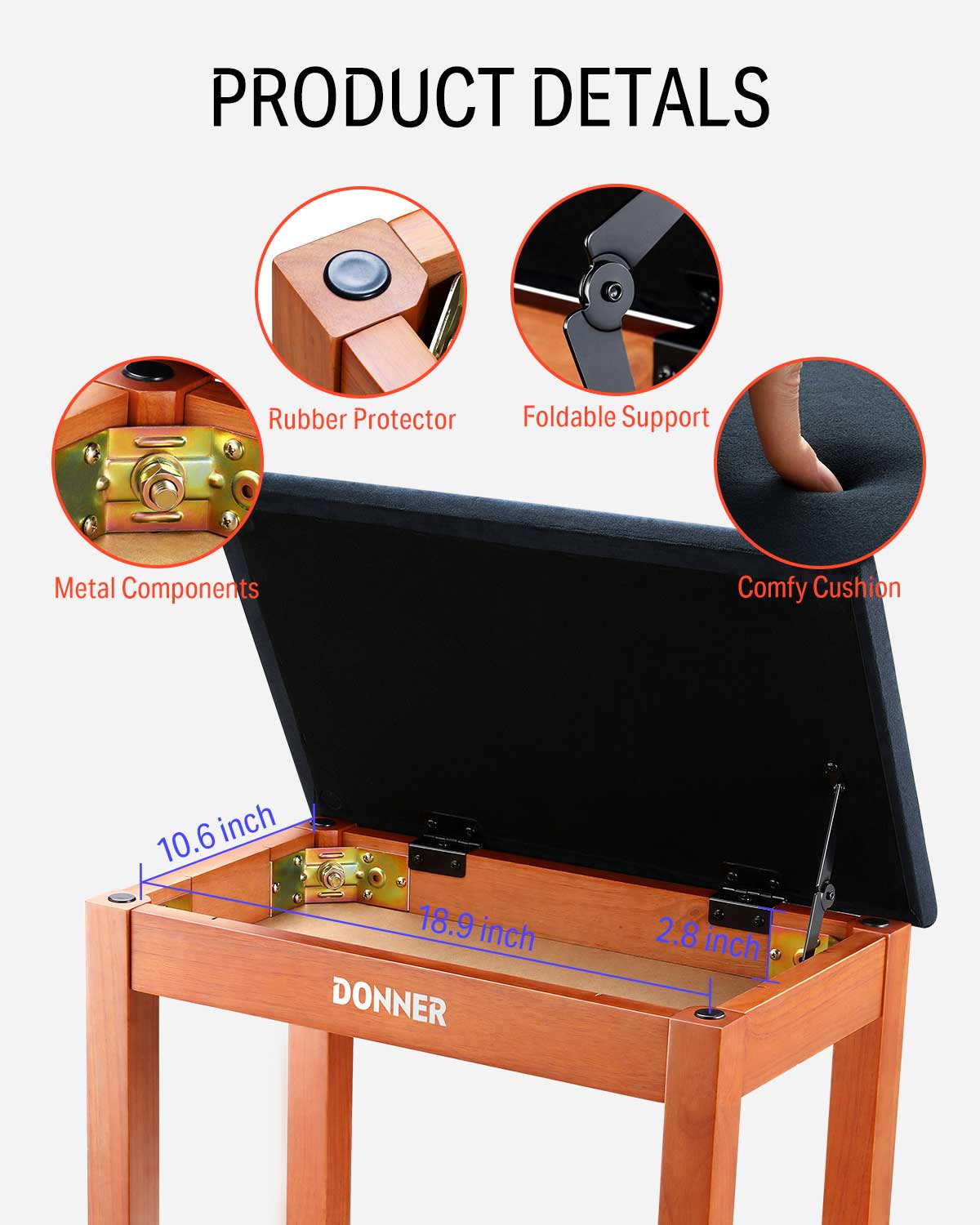 Donner DKB-10 Banco de piano espacioso