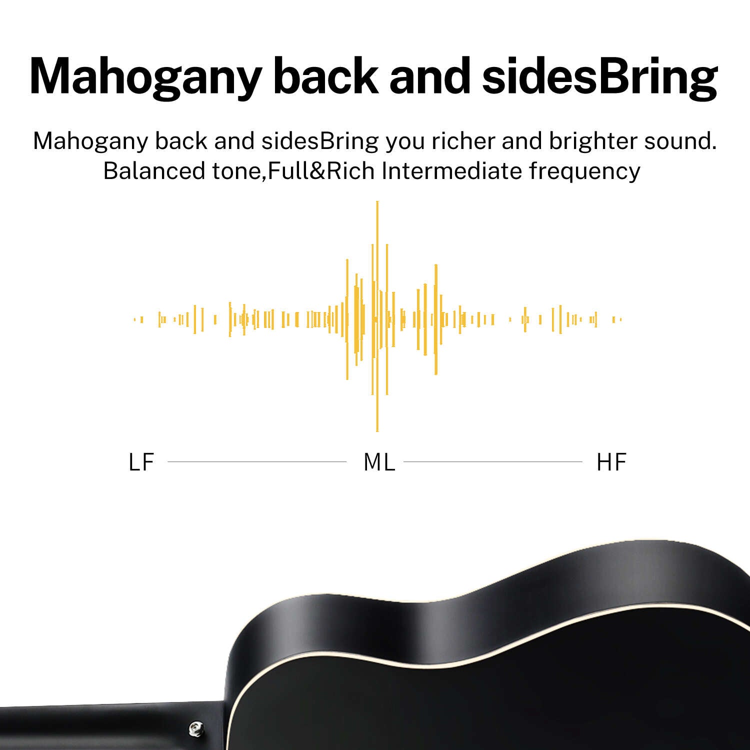 Donner DAG-1CB Cutaway 41-Inch Full-Size Acoustic Guitar Beginner Kit, Right Handed, Black - Donner music- UK