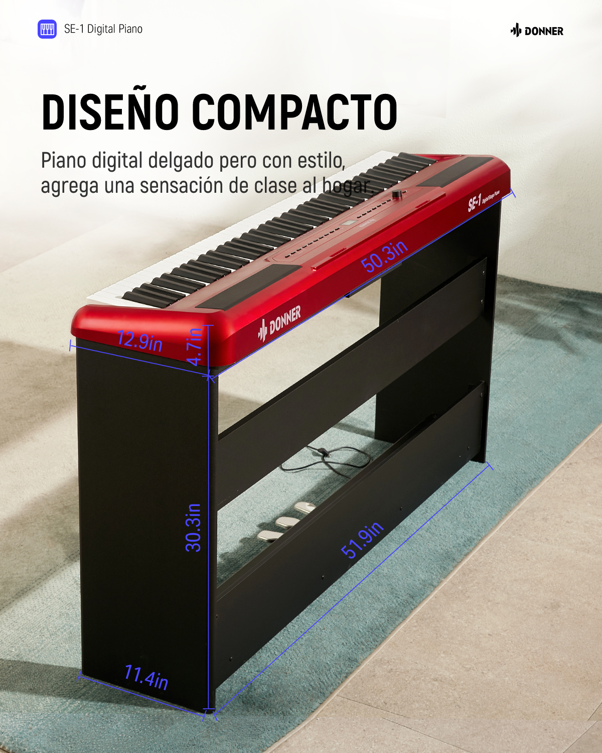 Donner SE-1 piano digital de 88 teclas con teclas ponderadas