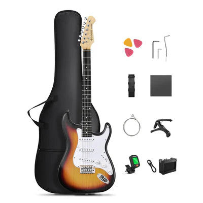 Donner DST-80 Kit de guitarra eléctrica ST esmerilada de 39 pulgadas con amplificador-Sunburst##