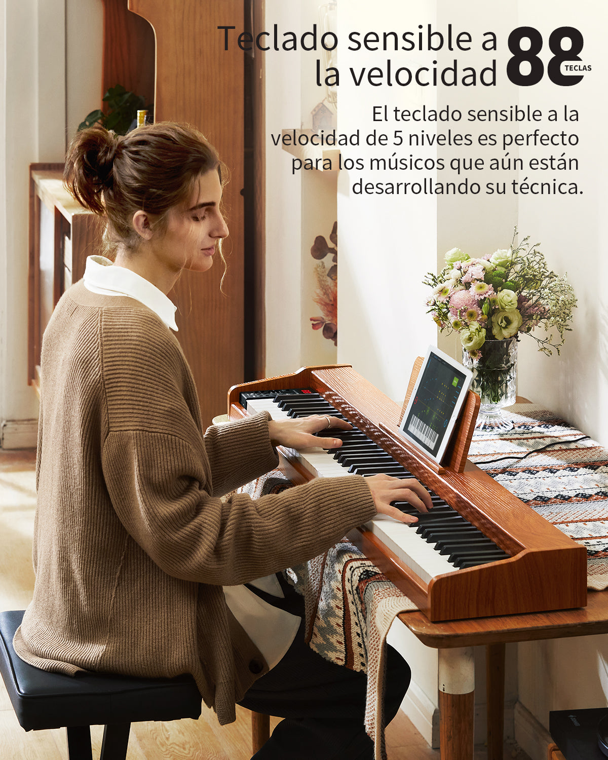 Donner DEP-1S piano digital con teclado de e-piano semipesado de estilo madera