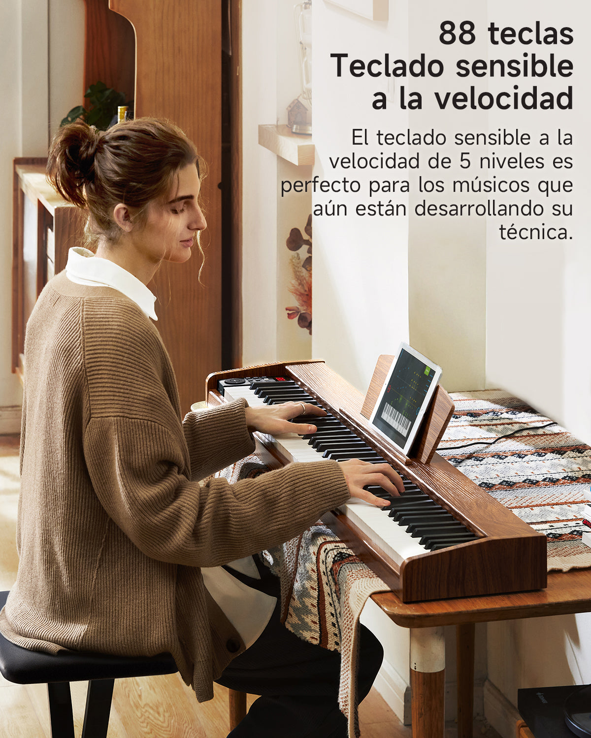 Donner DEP-1S Piano digital con teclado semi-pesado-marrón antiguo##