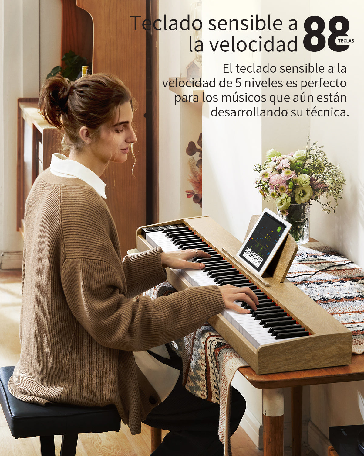 Donner DEP-1S Piano digital con teclado semi-pesado-Madera Clara##