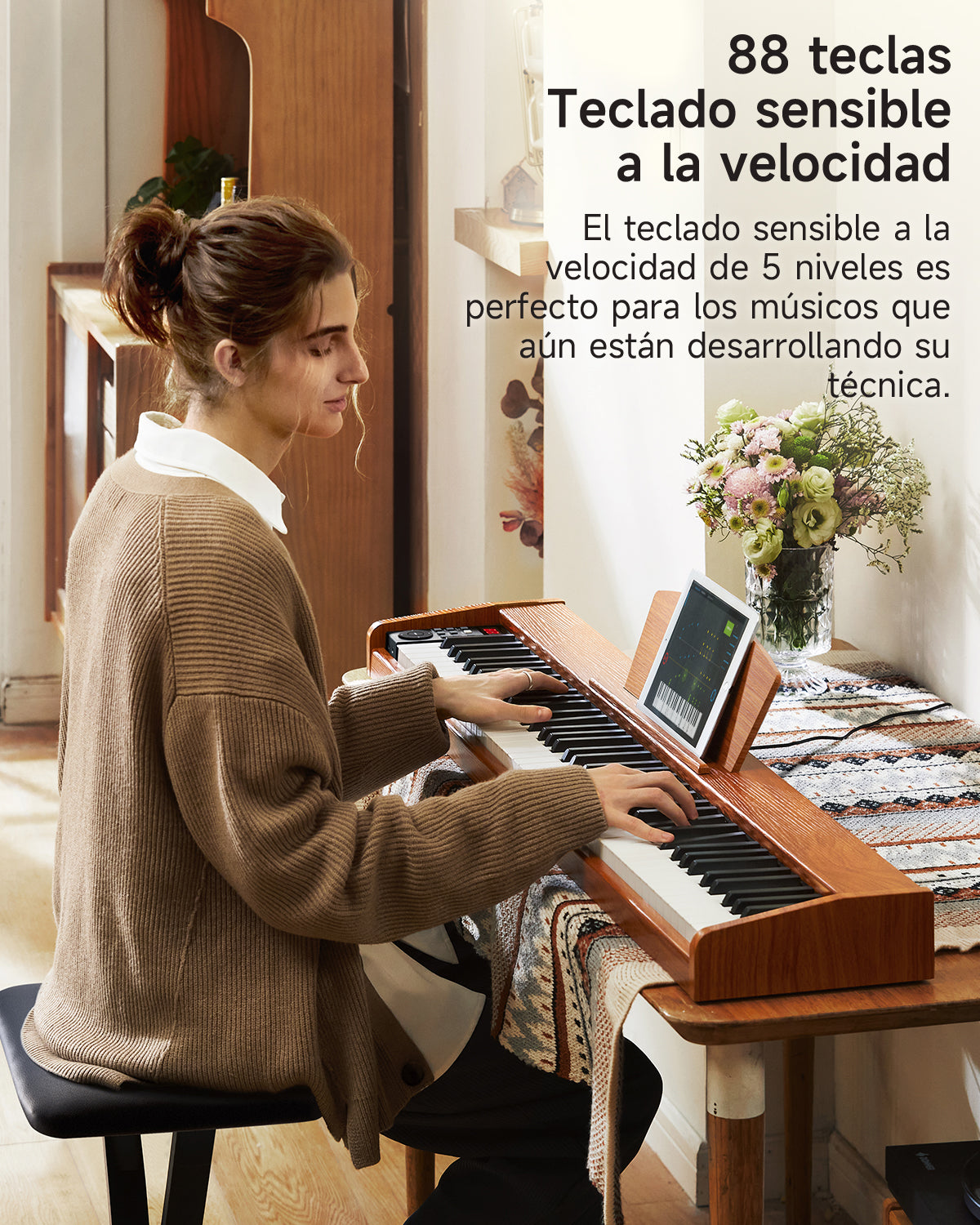 Donner DEP-1S Piano digital con teclado semi-pesado-Madera de Cerez(Nueva versión)##