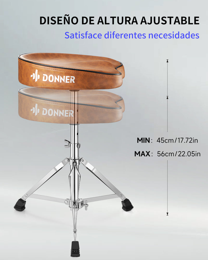 Donner DT-50 Taburete de Batería Delgado, Marrón