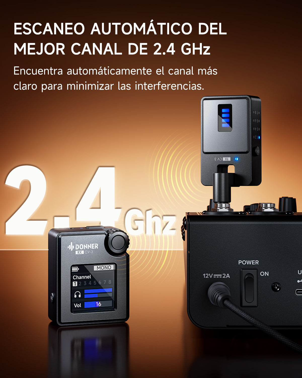 DONNER CV-3 Sistema de monitorización intraaural inalámbrico