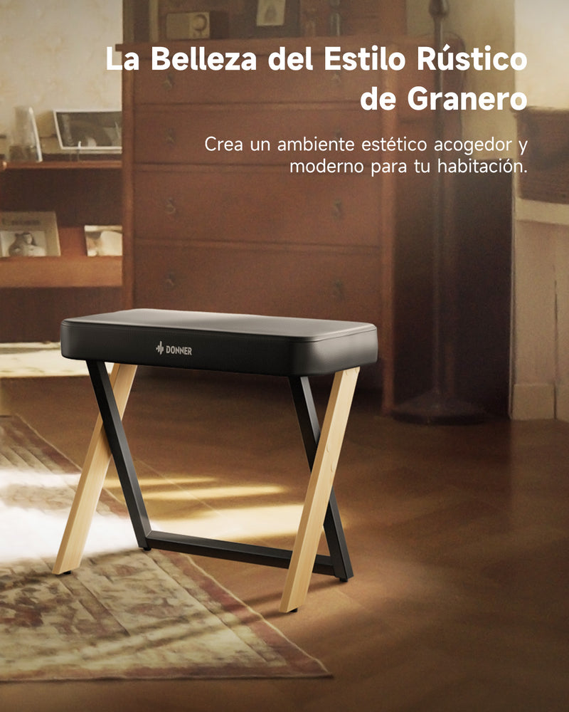 Donner DKB-300 Banco de piano acolchado grueso Home Style madera clara