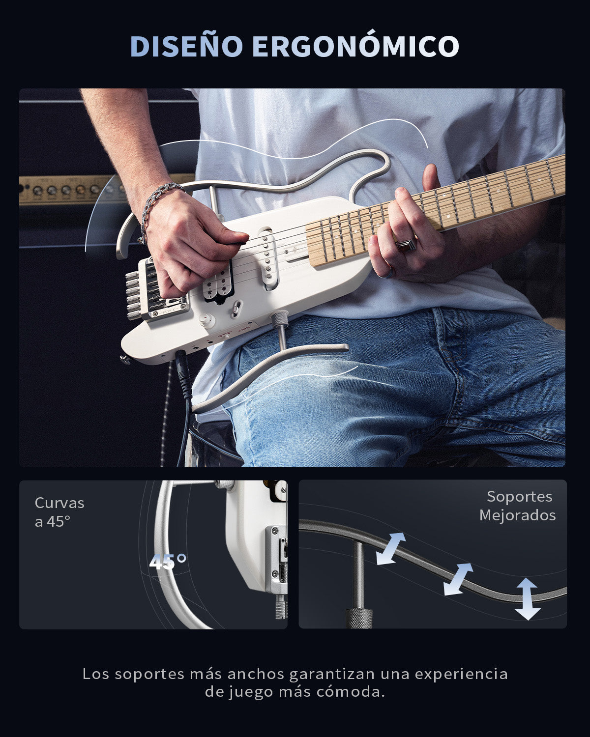 Donner HUSH™ X Guitarra eléctrica ultraligera sin cabeza-Blanco##