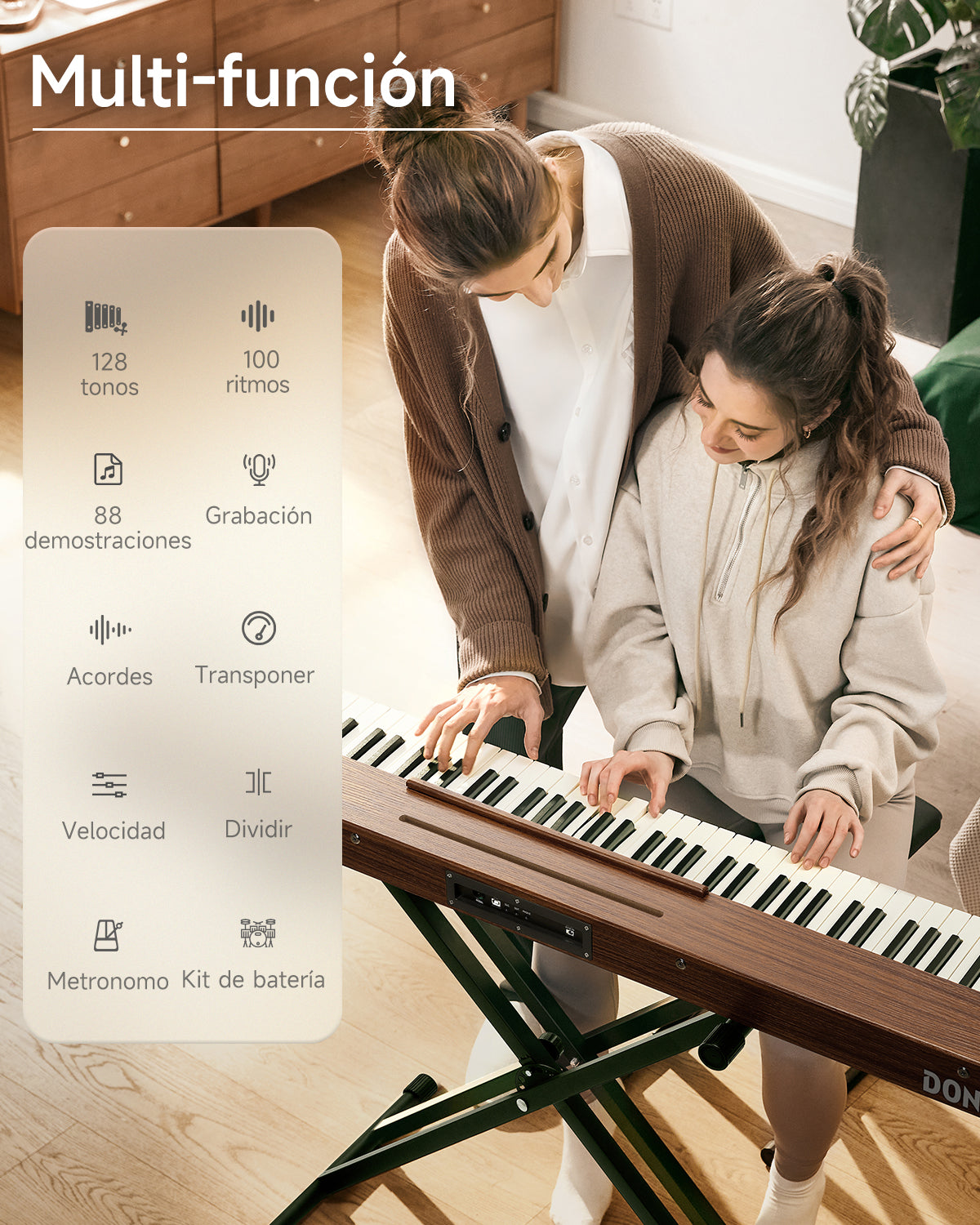 Donner DEP-1S Piano digital con teclado semi-pesado-marrón antiguo##