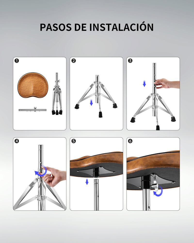 Donner DT-50 Taburete de Batería Delgado, Marrón