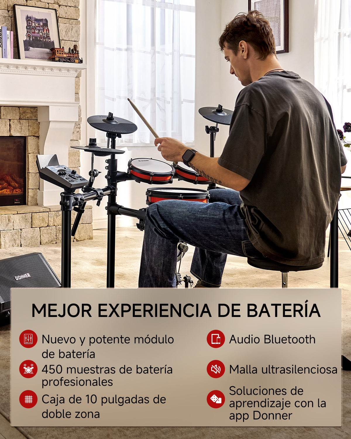 Donner DED-200X Batería electrónica-5 tambores 4 platillos (Nueva Versión)##