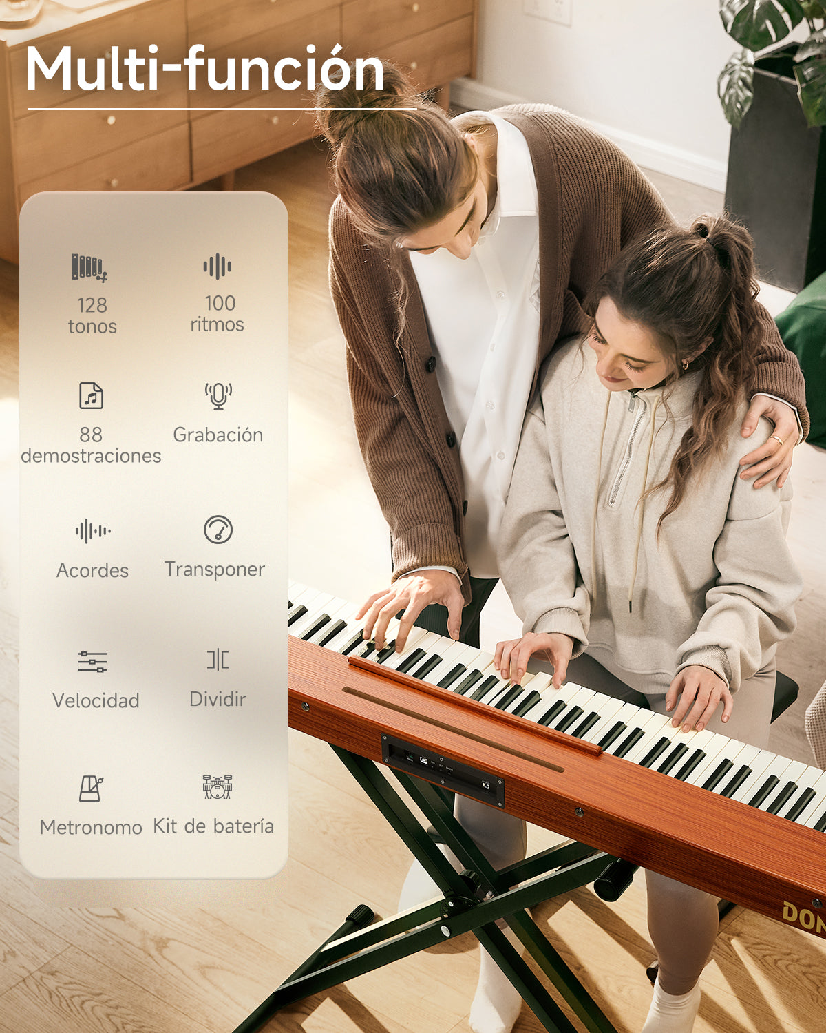 Donner DEP-1S Piano digital con teclado semi-pesado-Madera de Cerez(Nueva versión)##