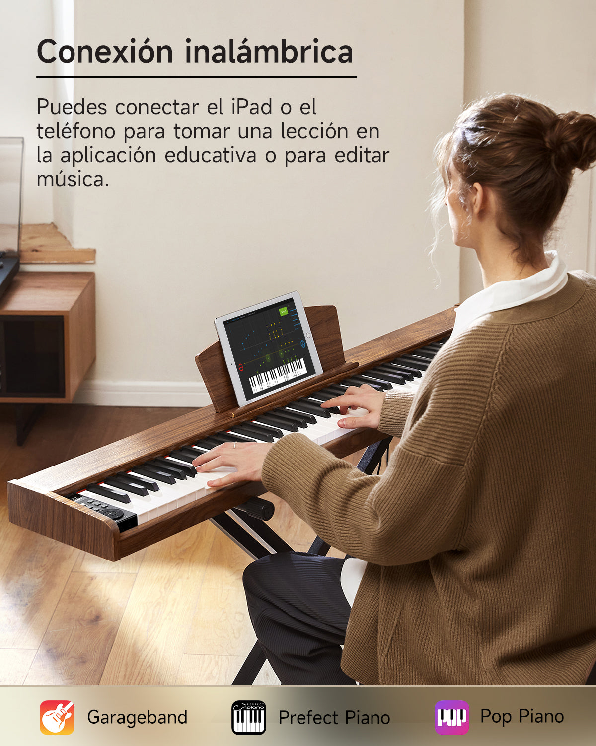 Donner DEP-1S Piano digital con teclado semi-pesado-marrón antiguo##