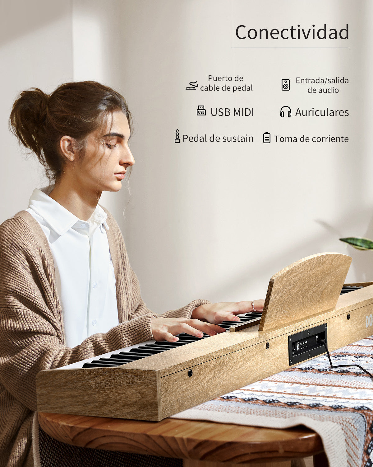 Donner DEP-1S Piano digital con teclado semi-pesado-Madera Clara##