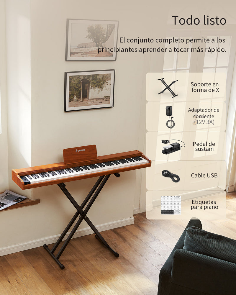 Donner DEP-1S piano digital con teclado de e-piano semipesado de estilo madera