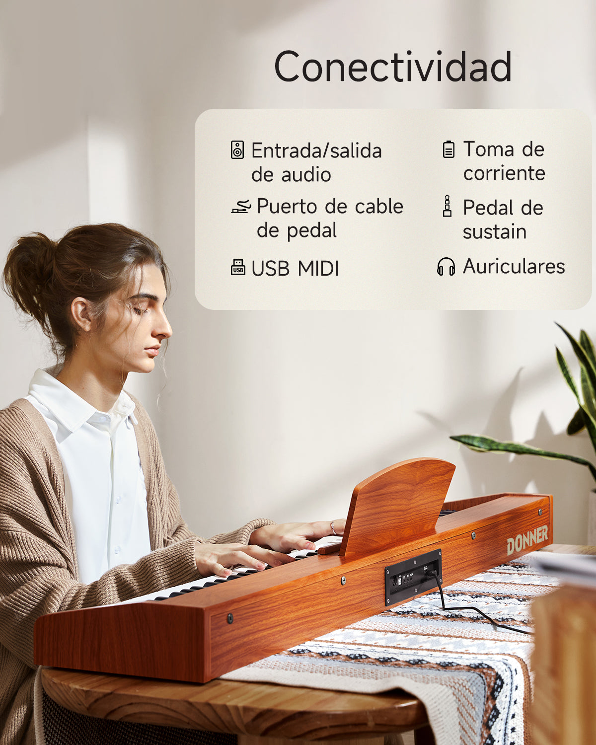 Donner DEP-1S Piano digital con teclado semi-pesado-Madera de Cerez(Nueva versión)##