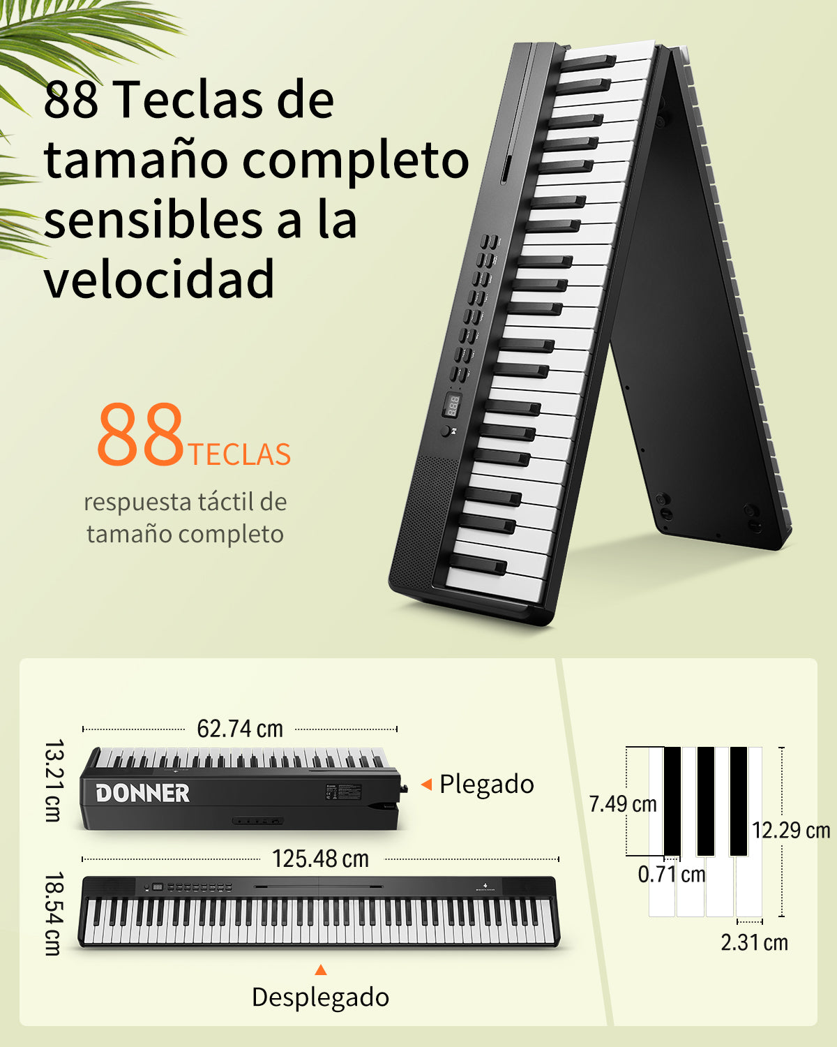Donner DP-10 Piano eléctrico Teclado plegable portátil