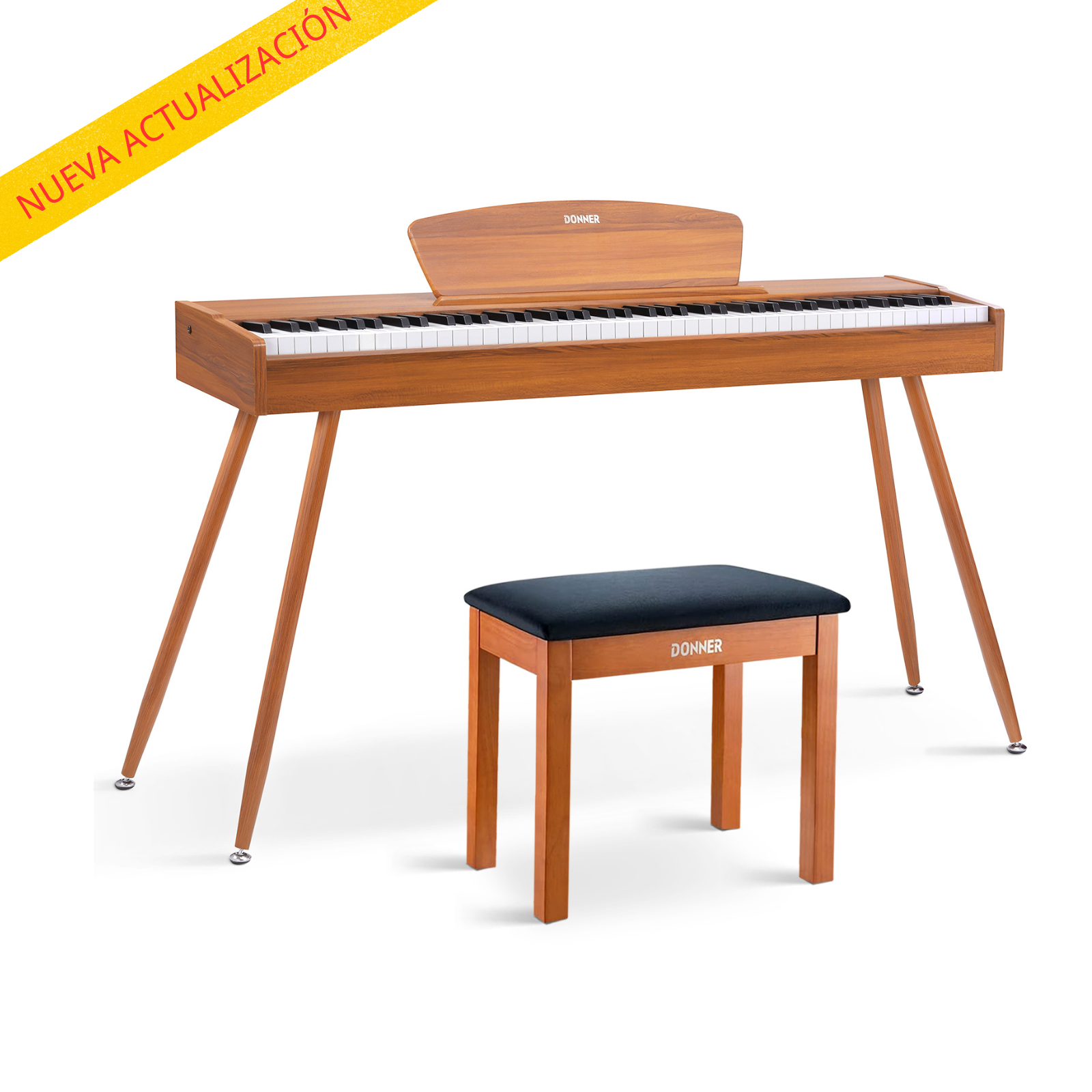Donner DDP-80 Piano digital de madera con teclado totalmente pesado-Natural【Mejora de sonido】##