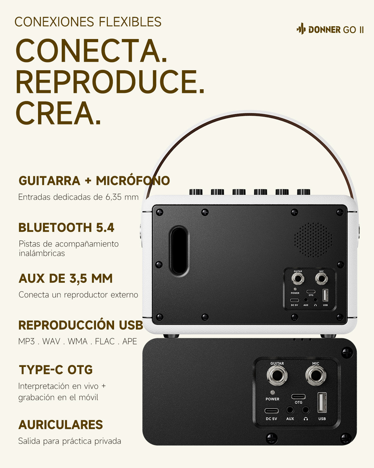 DONNER GO Amplificador para guitarra eléctrica-Donner Go II【Blanco】##