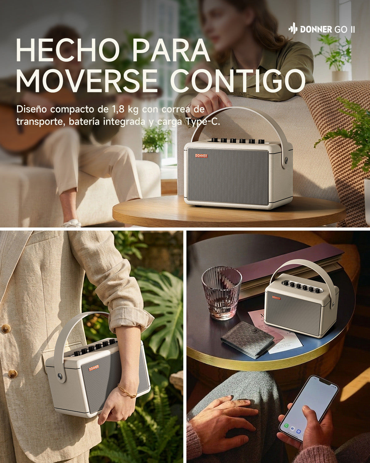 DONNER GO Amplificador para guitarra eléctrica-Donner Go II【Blanco】##