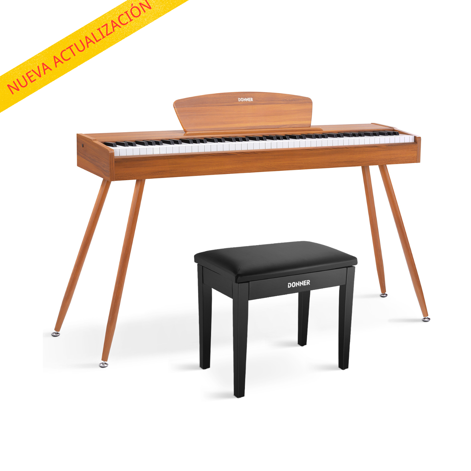 Donner DDP-80 Piano digital de madera con teclado totalmente pesado-Natural【Mejora de sonido】##