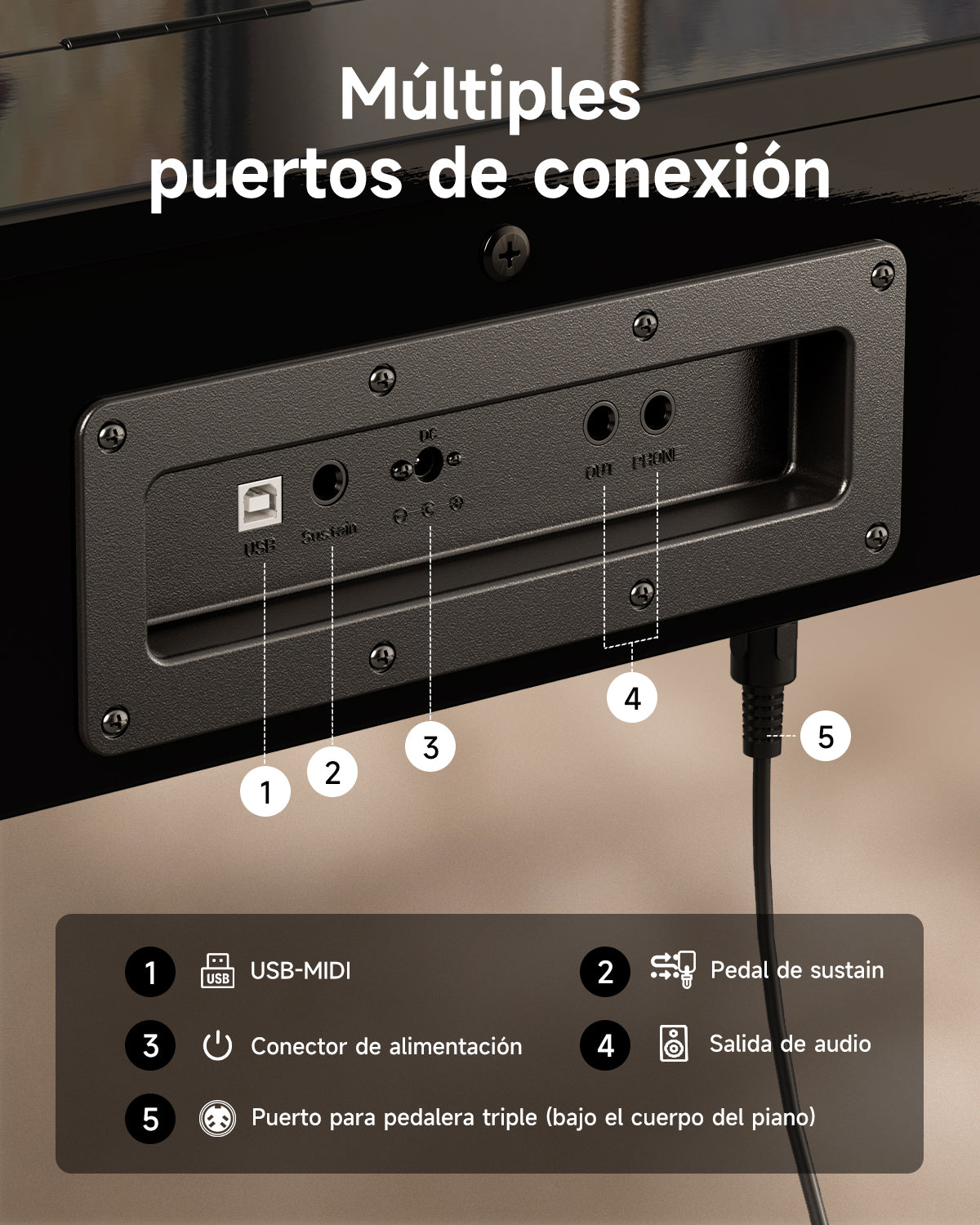 Donner DDP-75 Piano digital moderno con acabado de alto brillo