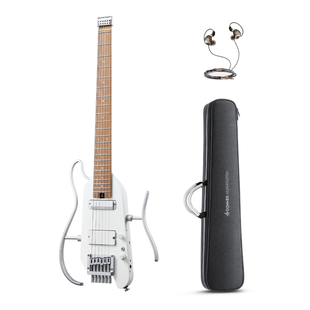 Donner HUSH™ X PRO Guitarra de viaje versátil-Blanco##