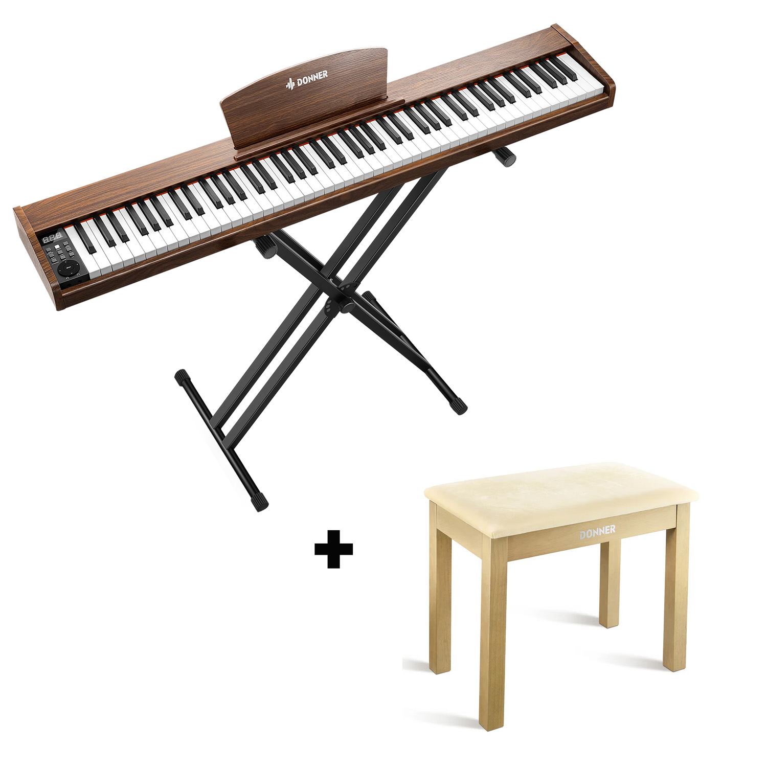 Donner DEP-1S Piano digital con teclado semi-pesado-marrón antiguo##