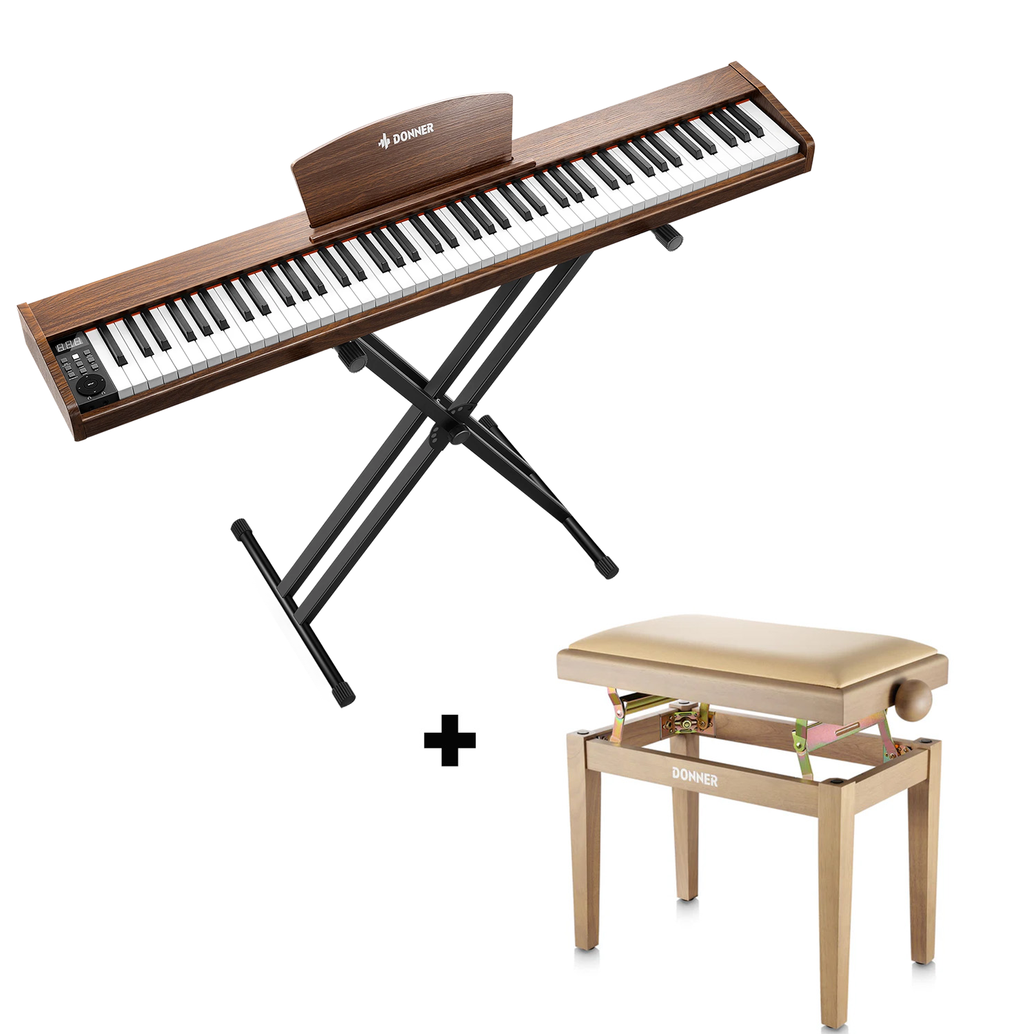 Donner DEP-1S Piano digital con teclado semi-pesado-marrón antiguo##