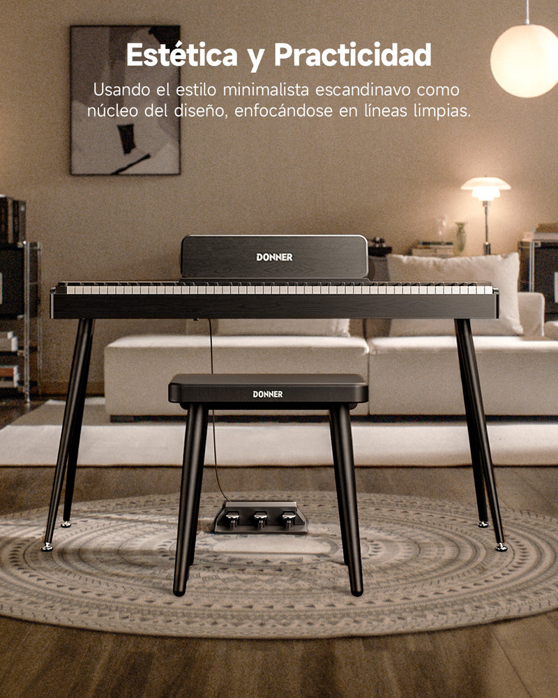 Donner DKB-100 Banco de piano de madera maciza estilo hogareño