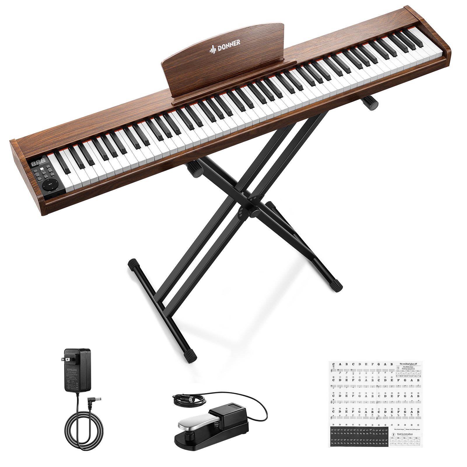 Donner DEP-1S Piano digital con teclado semi-pesado-marrón antiguo##
