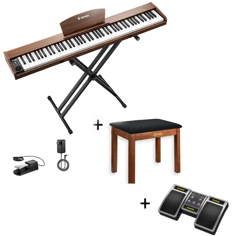 Donner DEP-1S Piano digital con teclado semi-pesado-marrón antiguo##